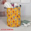 1pc Retro Round Laundry Basket with Colorful Floral Graffiti - Suitable for Home,, Dorm Storage - Sturdy Hamper with Sturdy Handle for Clothes, Towels
