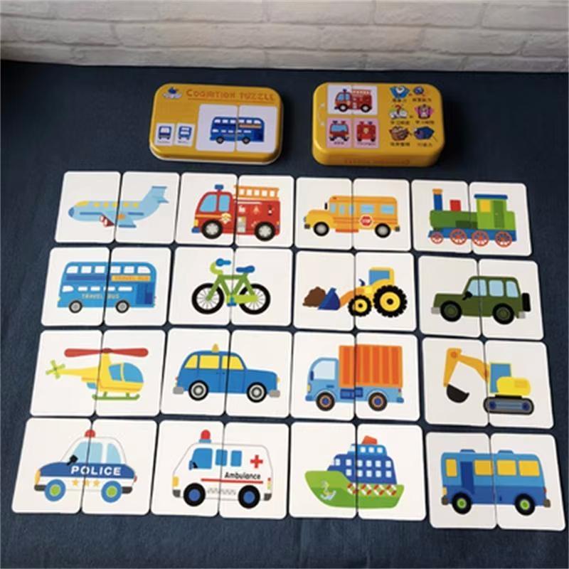Baby Toys Infant Early Head Start Training Puzzle Cognitive Card Car Fruit Animal Life Set Pair Puzzle Baby Gift