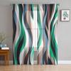 Abstract Gradient Line Color Block Green Sheer Curtains for Living Room Decoration Window Curtains Kitchen Tulle Voile Curtains