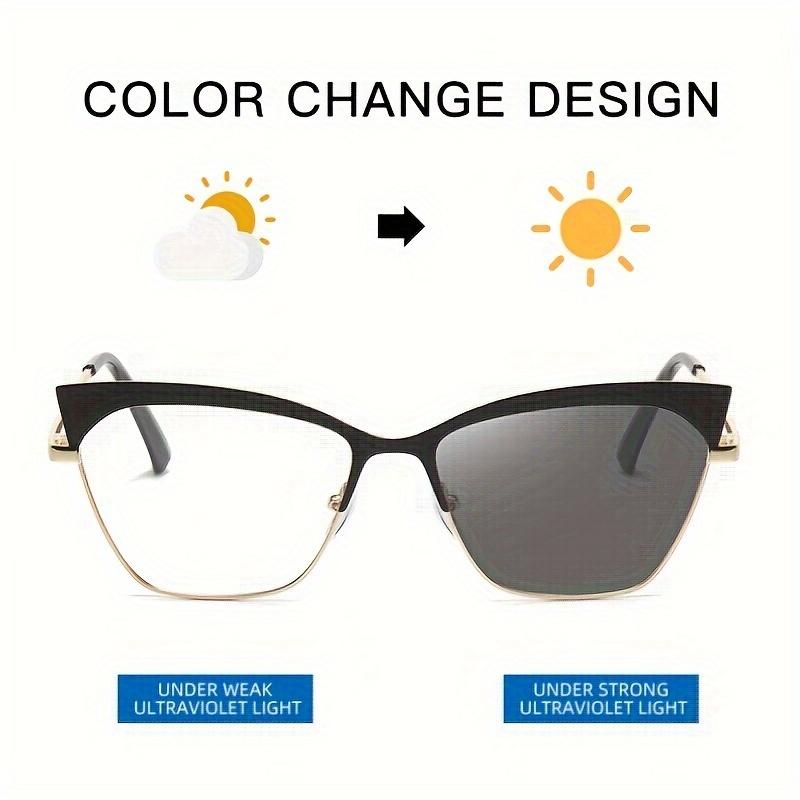 Blue Light Blocking Glasses Photochromic Anti Blue Light For Cat Eye Frames Unisex Fashion Half Frame Sunglasses For Men Women