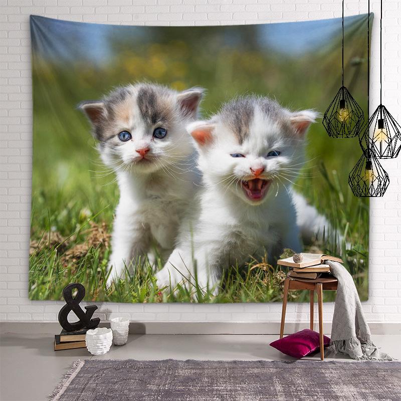 Kawaii Cat Tapestry Animal Wall Art Decoration Tapestry Cute Children's Room Living Room Bedroom Dormitory Room Home Decoration