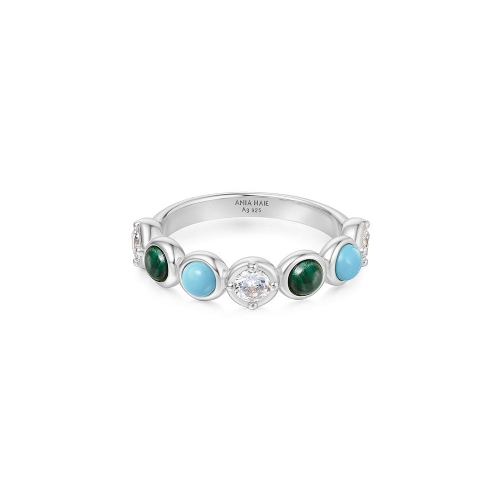 Ania Haie Bezel Malachite And Turquoise 925 Silver Ring R063-02H