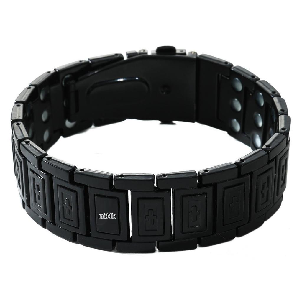 Cross Explosion: Ancient Red Copper Shield Magnet Bracelet with Wide Watch Strap Buckle for Men.
