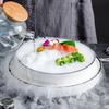 Creative Dry Ice Smoke Container Ceramic Cold Dish Tray Sashimi Dry Ice Plate Tableware Sushi Pan Characteristic Hotel Tableware