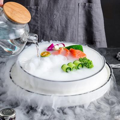 Contenitore Creativo per Fumo di Ghiaccio Secco Vassoio in Ceramica per Piatti Freddi Piatto per Sashimi con Ghiaccio Secco Stoviglie Padella per Sushi Caratteristiche Stoviglie per Hotel
