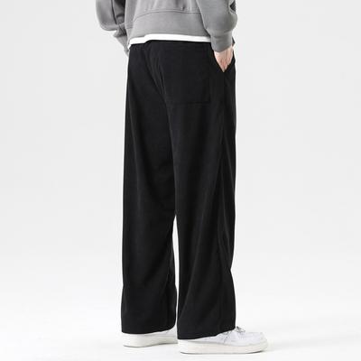 Men's Spring and Autumn Drape Solid Color Casual Pants Men's Corduroy Straight Wide-leg Loose Versatile Trousers Sweatpants