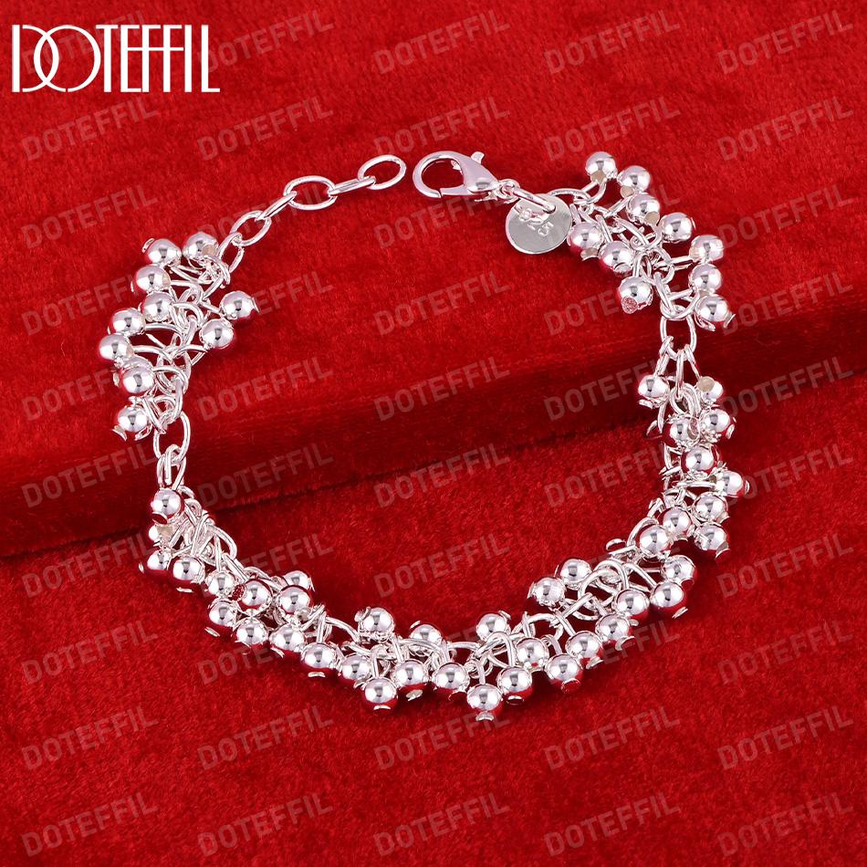 Bransoletka z podwójnym rzędem mrożonych koralików ze srebra próby 925 Modna biżuteria ślubna