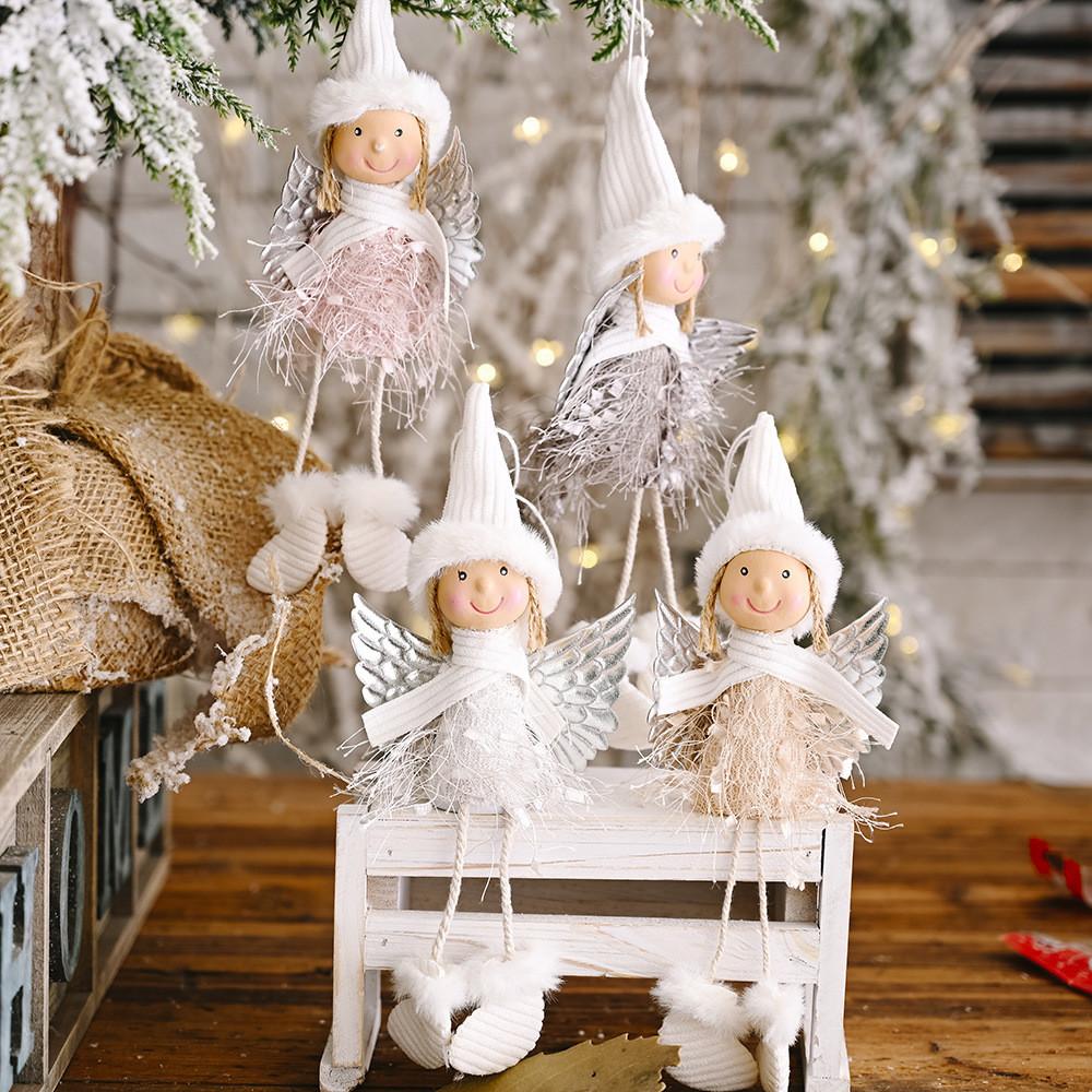 Soft And Adorable Christmas Hanging Angel Ornament With Plush Wings For Festive Decor