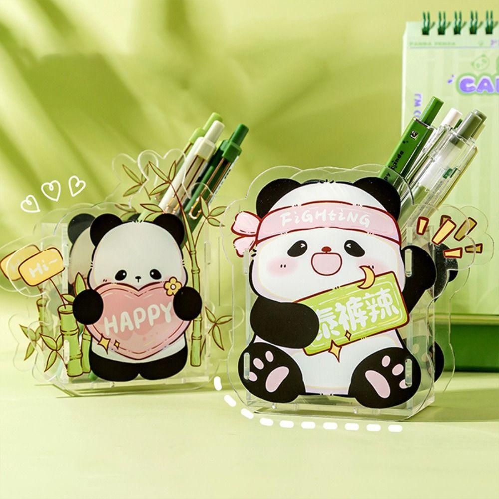 Cartoon Stationery Storage Box Creative Makeup Brush Storage Bucket Panda Pen Holder  Student