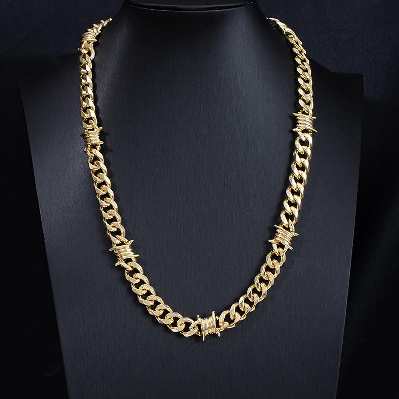 Trendy Men'S Fashion Street Men'S Jewelry Necklace Hip-Hop Style Chain Jewelry Cuban Alloy Necklace Bracelet Versatile Thick Chain