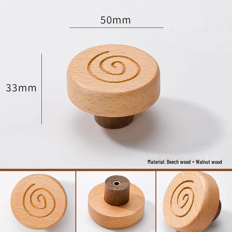 Solid Wood Cartoon Drawer Pull Knob for Children's Room