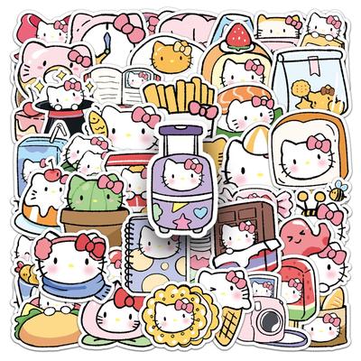 50 Cute Sanrio KT Cat Stickers for Water Bottles, Phones, Tablets, and Suitcases