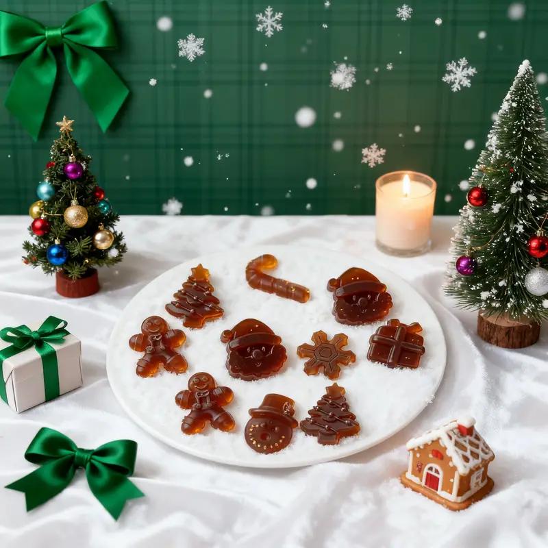 1-20PCS Christmas Tree Silicone Molds Santa Snowman Gingerbread Mold for Candy Jelly Baking Holiday Kitchen Crafts