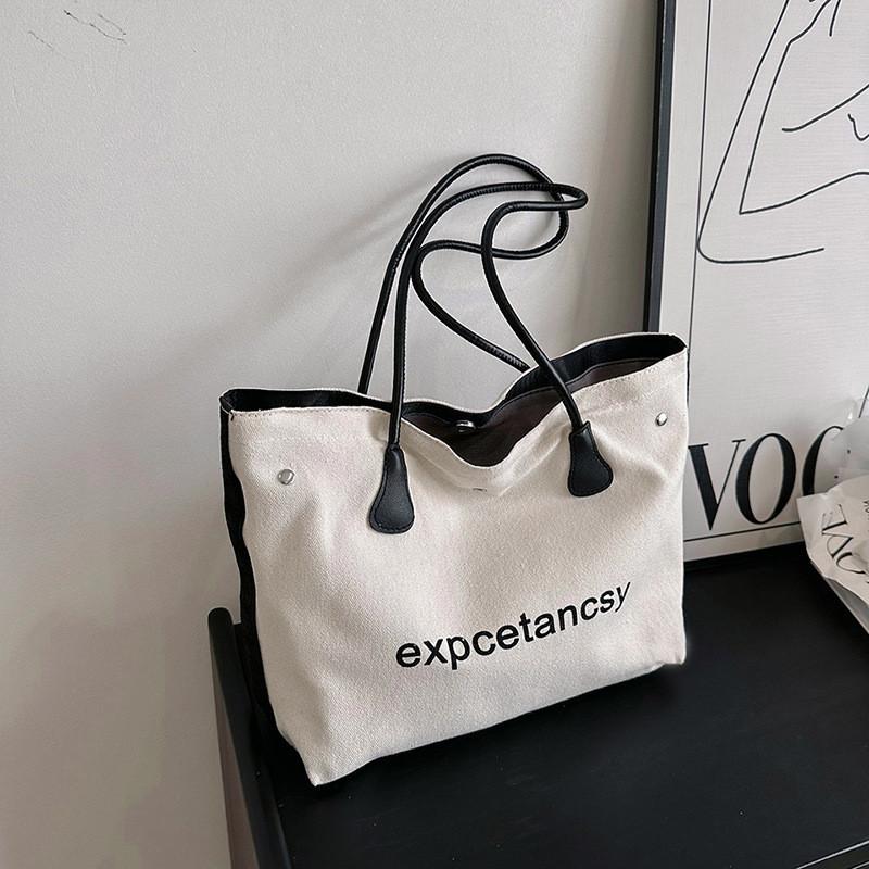 Trendy Large Capacity Canvas Tote Bag For Women Fashionable Crossbody Handbag