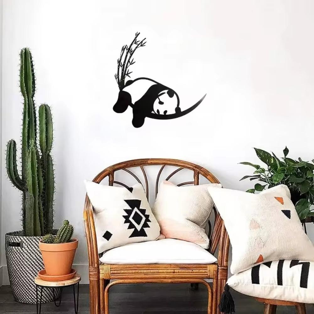 1pc Resting Panda & Bamboo Metal Wall Art – Elegant Living Room Decor for a Stylish Home Decoration