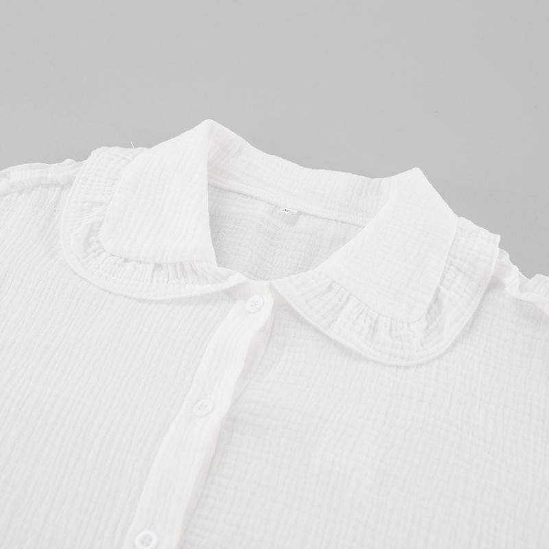 French-Style Lace Lantern Sleeve Loose Long-Sleeve Shirt For Women Spring Autumn Fashion New 100% Cotton Girls Top
