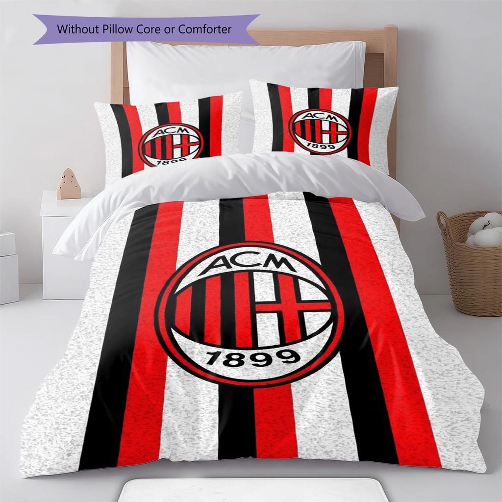 Set Biancheria da Letto con Fantasia AC Milan Copripiumino Federa Decorazione per la Casa Regalo (1 * copripiumino + 2 * federa, senza nucleo)