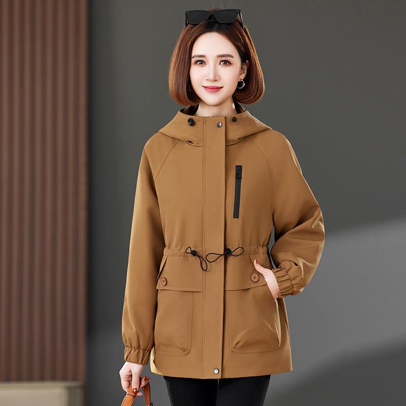 Ankola Women's Red Hooded Jacket: 2025 Spring & Autumn Fashionable Casual Short Trench Coat