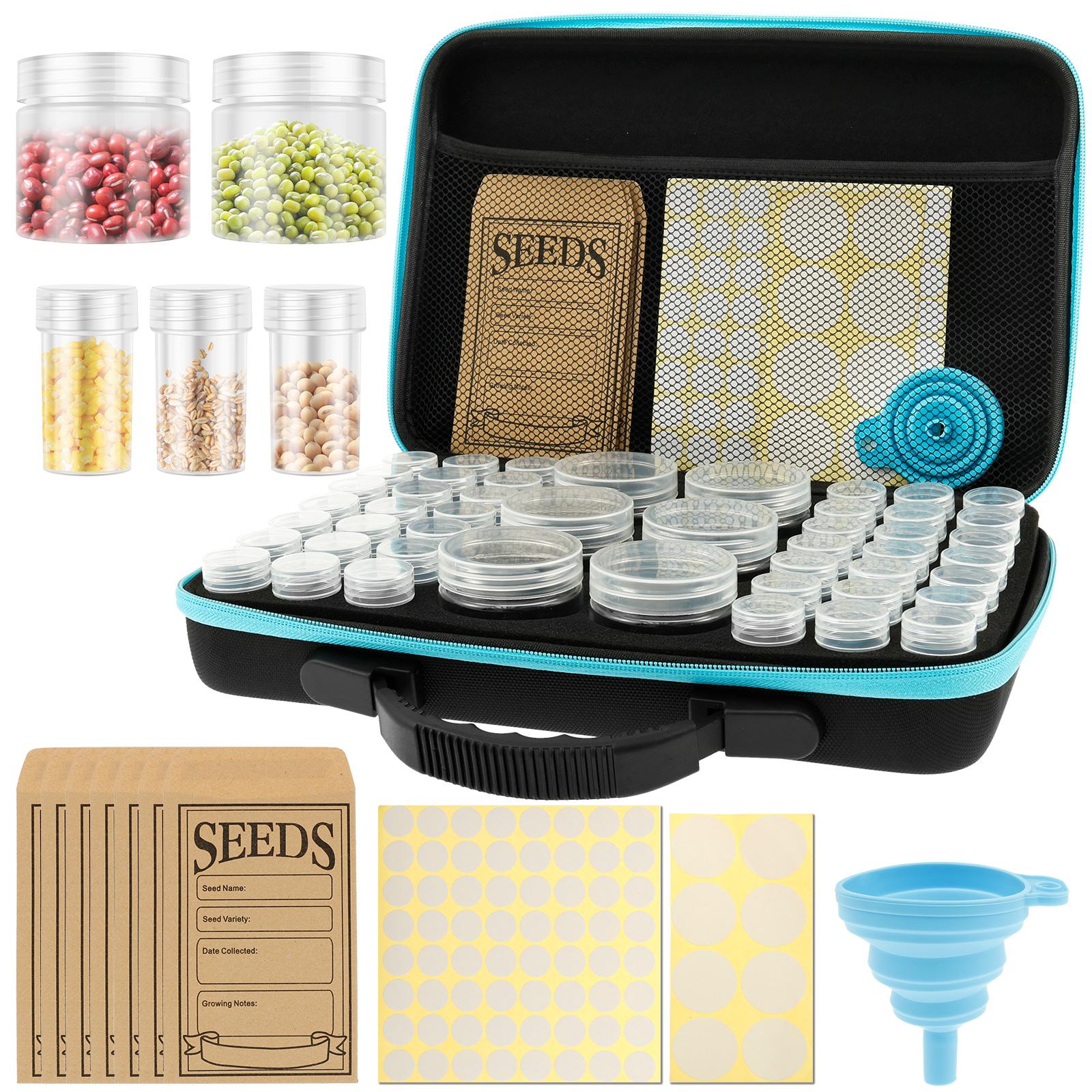 

48 Slots Seed Storage Container with Bag Bottle Sticker Funnel Portable Garden Vegetable Flower Seed Storage Box Multifunctional синий