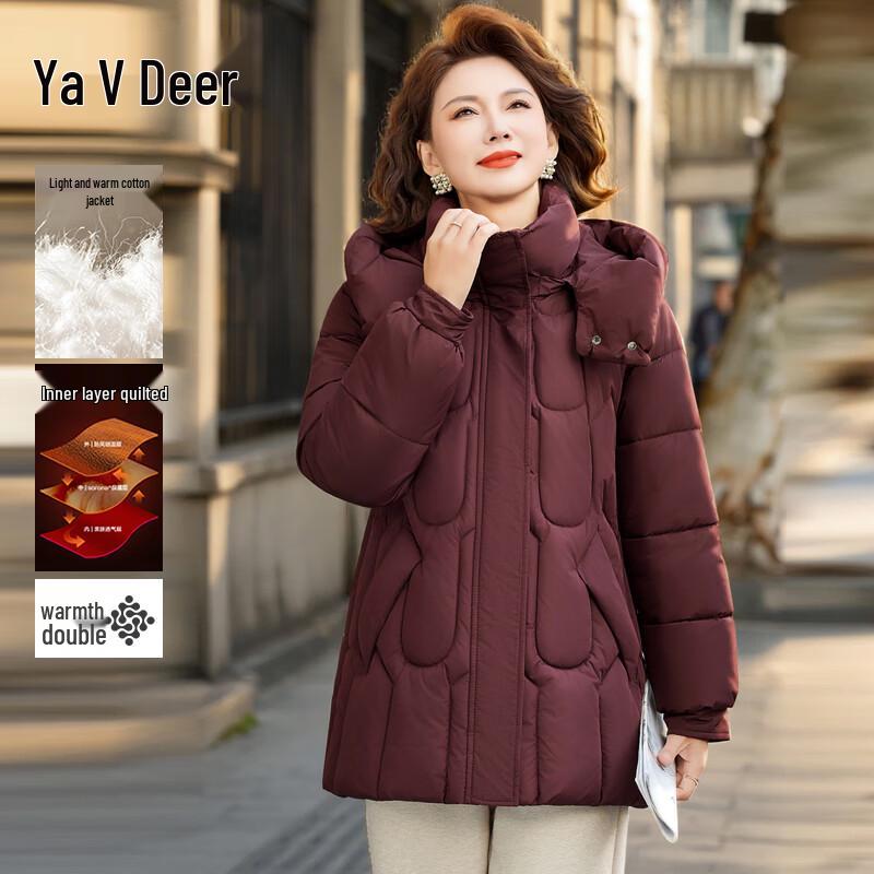 Женское зимнее стеганое пальто Yalu средней длины с капюшоном 2XL