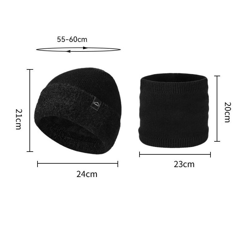 Men's Winter Thick Knitted Hat Scarf Kit Elastic Wool Hat