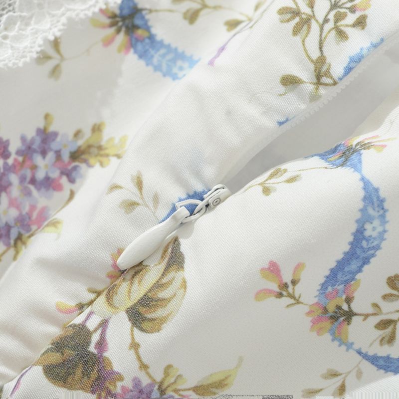 Kaslead New Women Clothes Western Style Fashion Simple and Fresh Print Waist Hugging Lace Mesh Dress