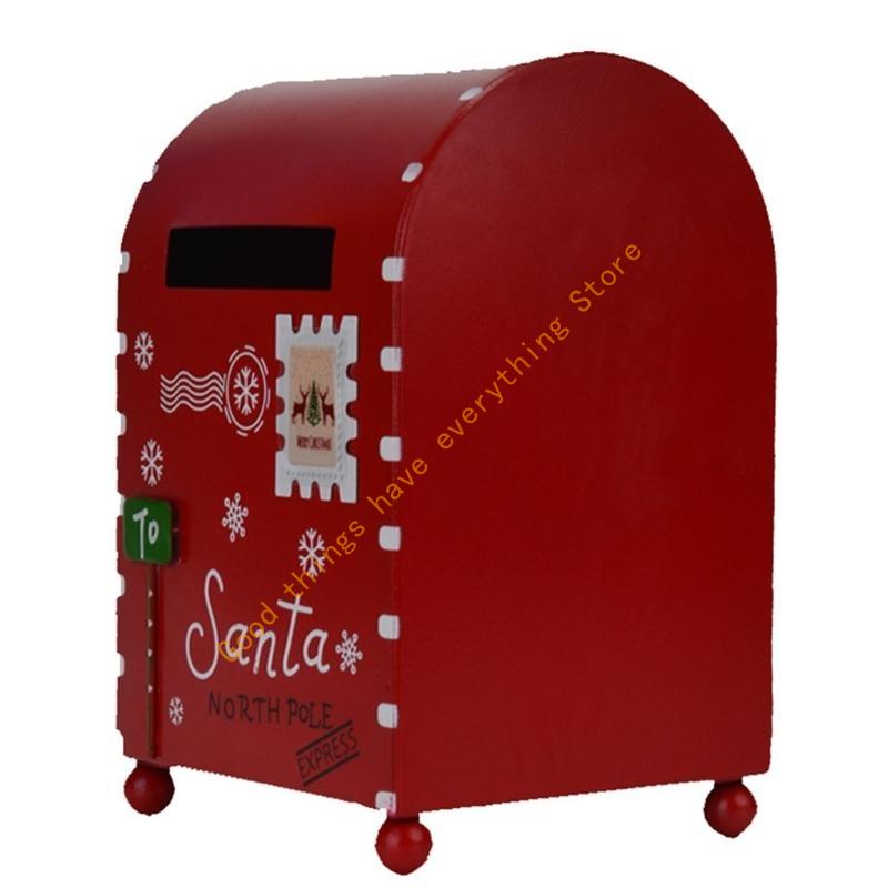 

Mini Christmas Mailbox Metal Post Box Storage Container Party Props Supplies 55KF CN