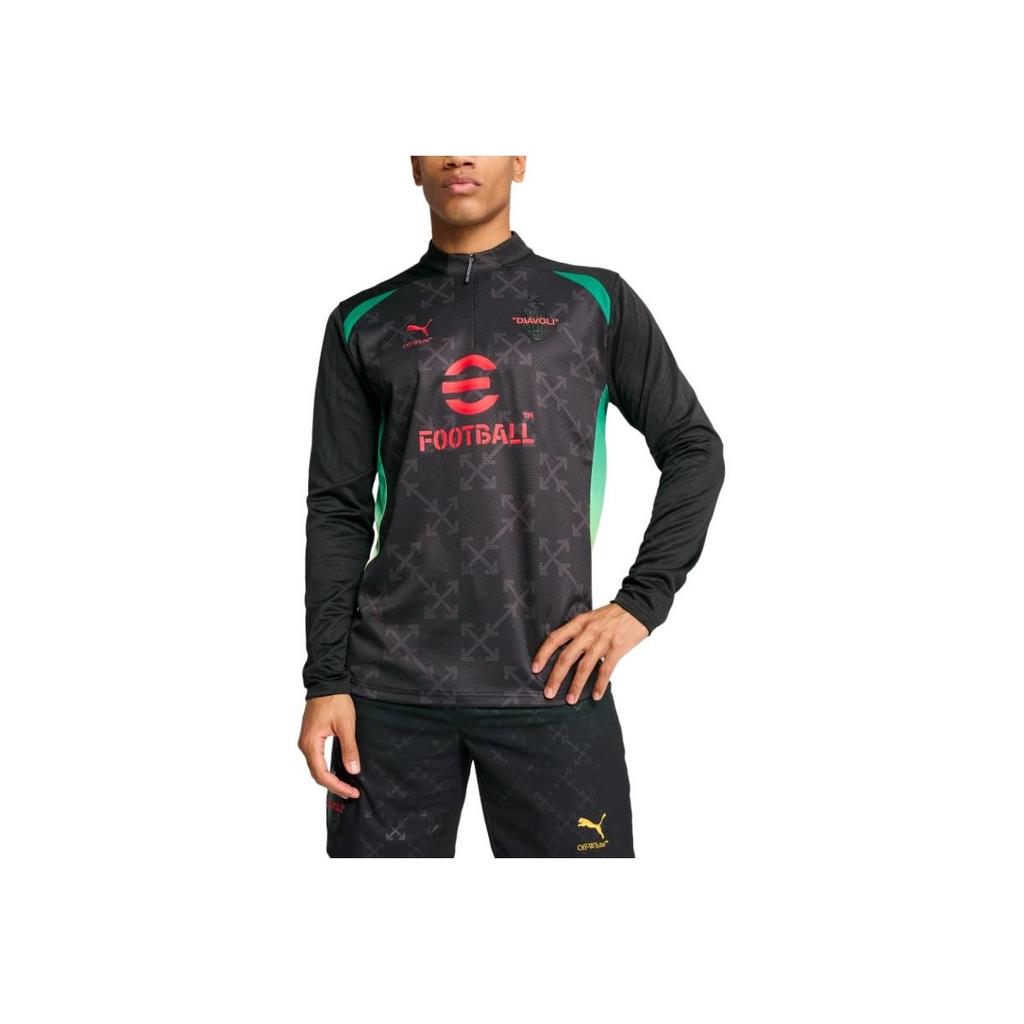 Puma X Off-White Collaboration College Style Logo Color Block Long Sleeve Stand Collar Slim Fit Sweatshirt Men Sweatshirt Black 783006-04