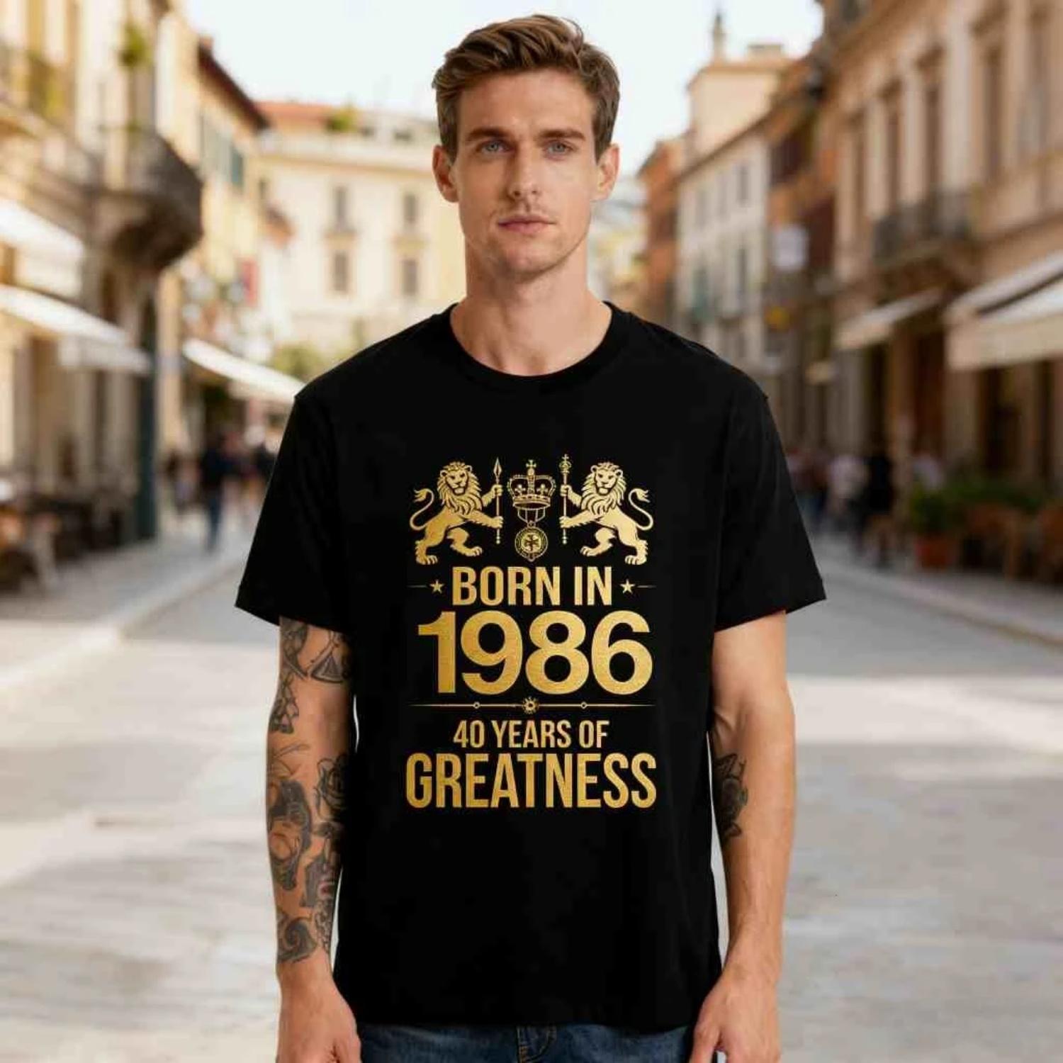 

Funny Birthday 40th T-shirt Gift 40 Years of Being Awesome Born in 1986 Short Sleeve T-Shirt, 100% Cotton Graphics Tops XXXXXL