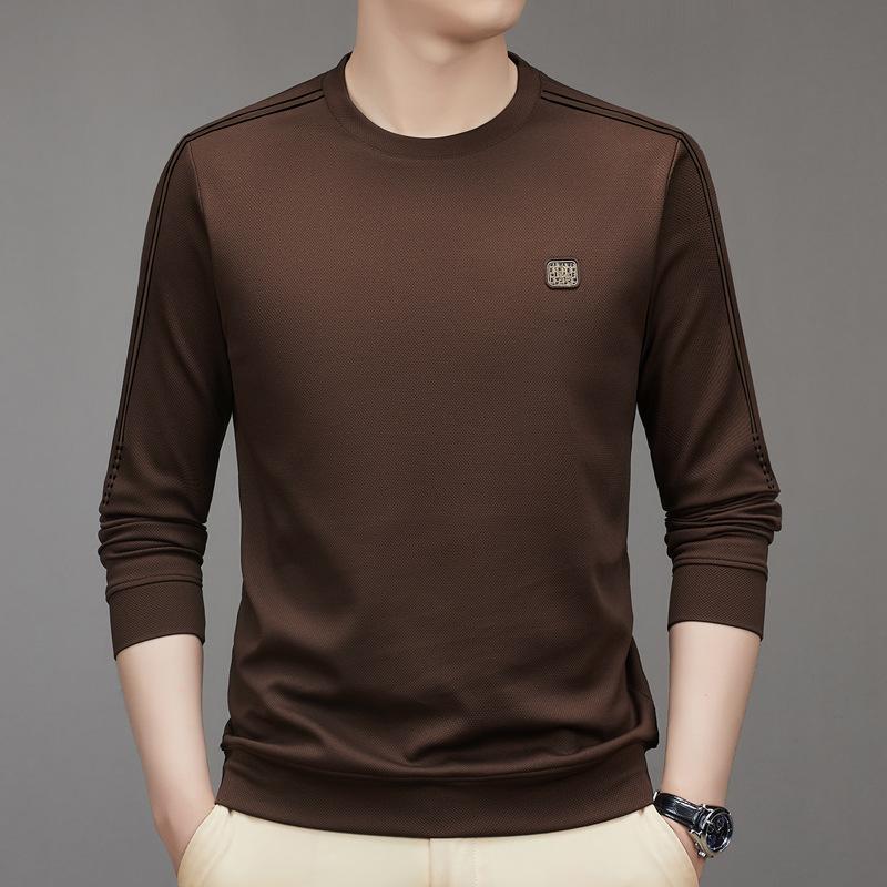 Autumn Long-Sleeved T-shirt Men's Undershirt Young and Middle-Aged Round Neck Fashion Trendy Sweater Men's