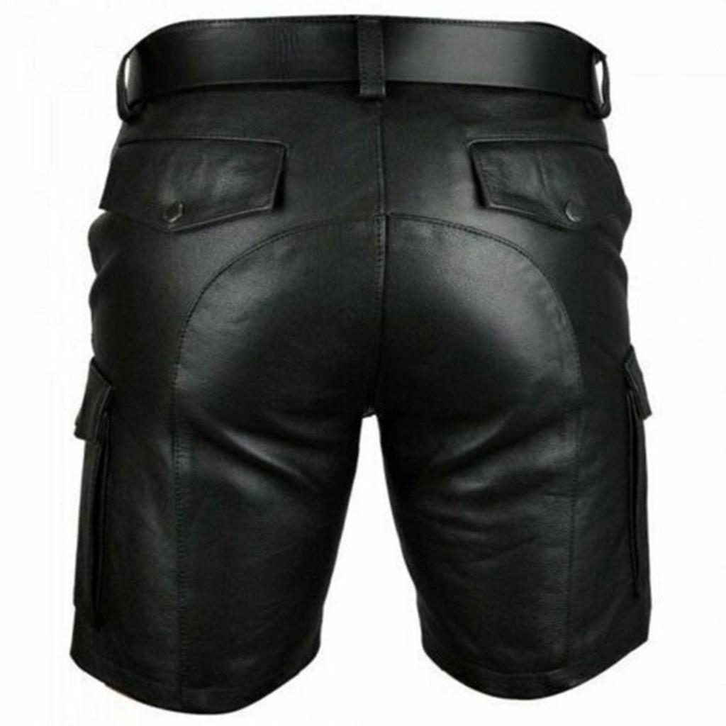 Pantalones cortos de cuero estilo gótico para hombre