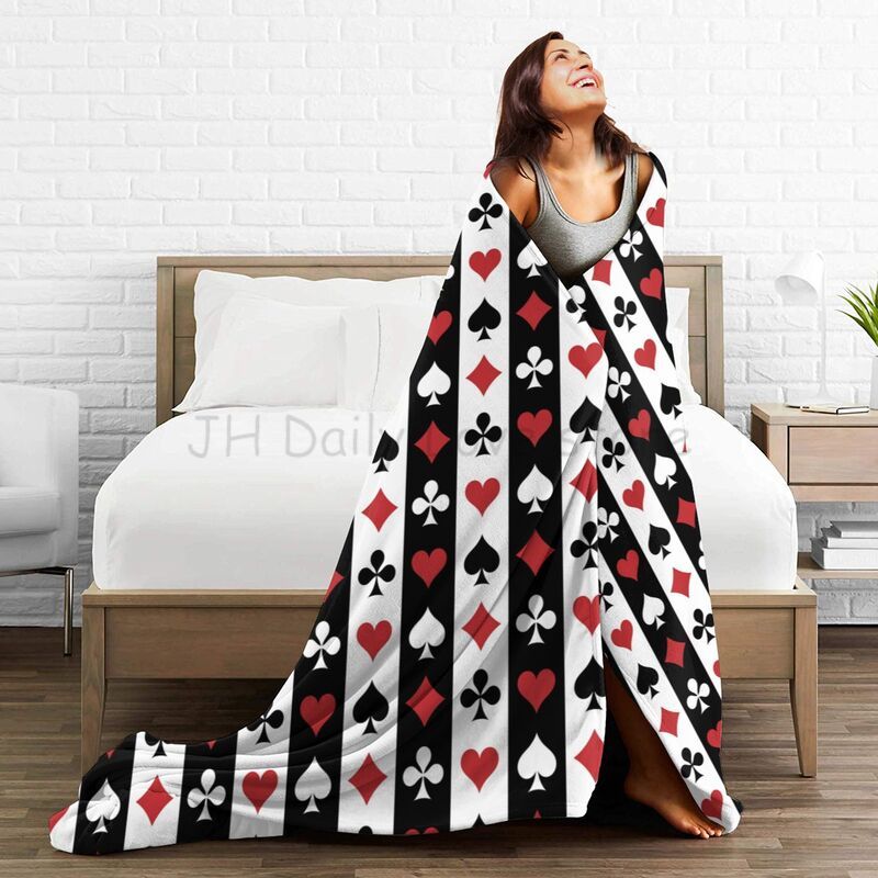 Playing Cards Symbols Fannel Fleece Throw Blanket Portable Soft Warm Cozy Blankets Lightweight Bedspread for Home Office