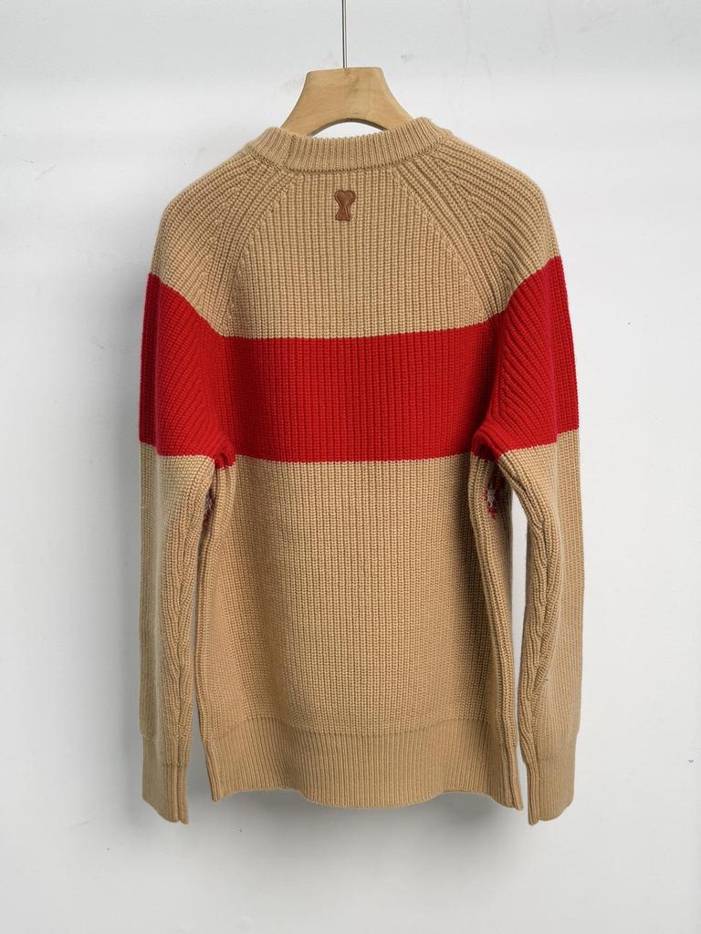 Autumn/Winter 2025 Women's Retro Color Block Pure Wool Jacquard Knit Pullover Sweater