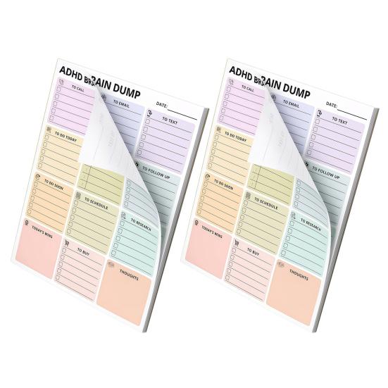 Desktop Reminder Pad A5 Brain Dump Planner, Tear-off Daily Task with 50 Tear Off Note Sheets, Thickened Paper Notepad for Organizing