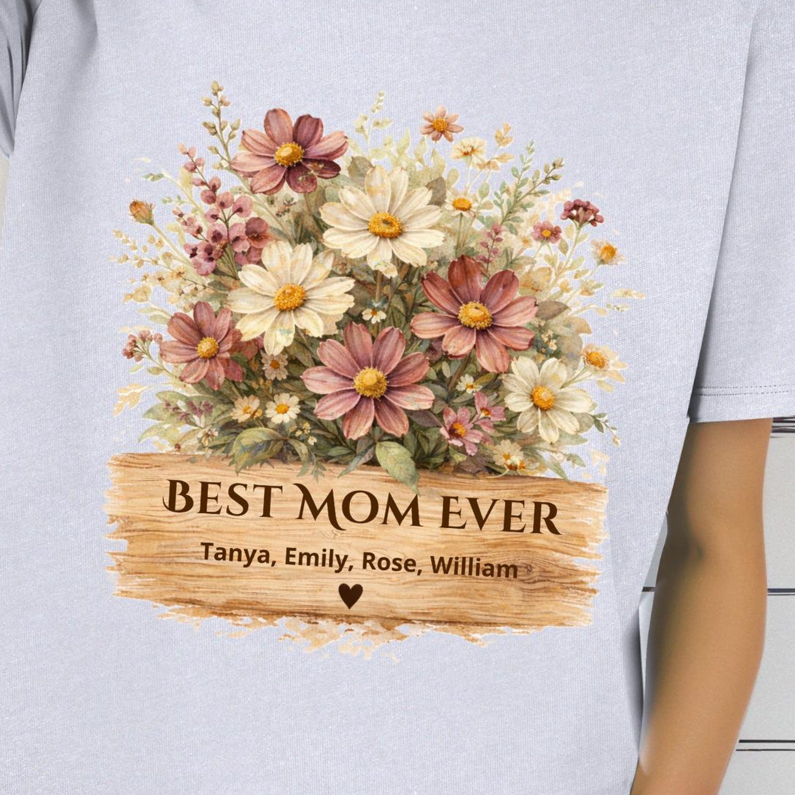 Best Mom Ever Shirt,Custom Kids Names Shirt, Floral Mom Tee, Personalized Mothers Day Shirt, Kids Name Personalized Shirt, Cute Mom Tee Gift 3XL