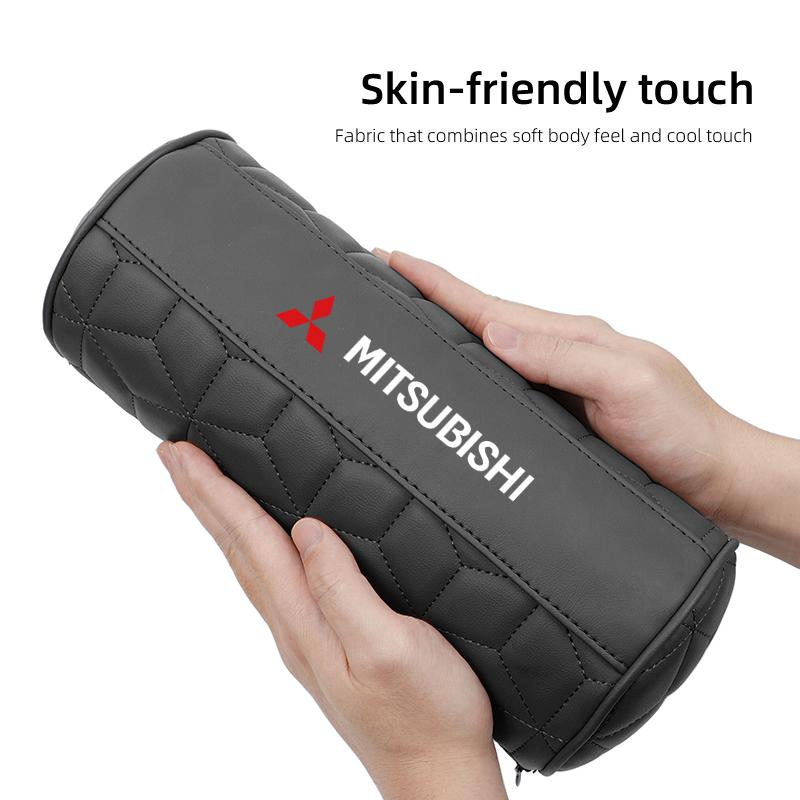 Protector de Cuello Redondo de Cuero para Coche Reposacabezas de Espuma Viscoelástica Para Mitsubishi Outlander Pajero ASX Colt I200 Ralliart Mirage Jinxuan
