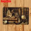 2D Flat Wooden Sign 30*20cm Vintage Cat In Book Wooden Sign | Indoor/Outdoor Wall Decor for Home, Bedroom, Bar, Cafe, Library & Garage