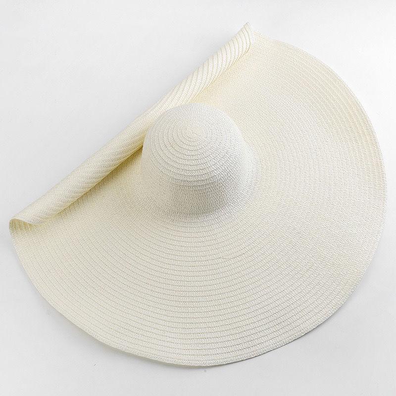 Ladies Beach Hat Fashion Large Wide Brim Sun Hat Roll Up Foldable Summer Beach Hat Big Eaves Sun Protection