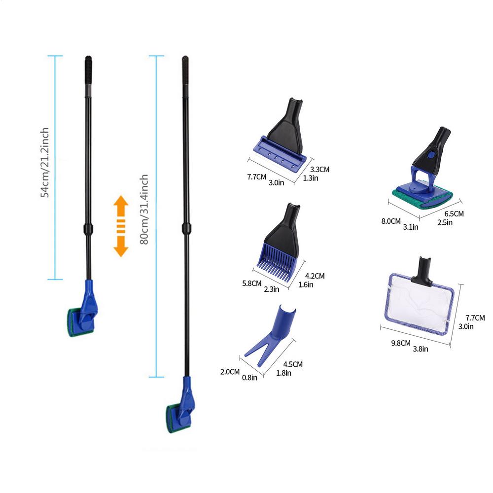 

Aquarium Cleaning Kit Detachable Algae Scraper Set Aquarium Glass Tank Cleaning Kit For Turtles Reptile Betta Terrarium Wall синий