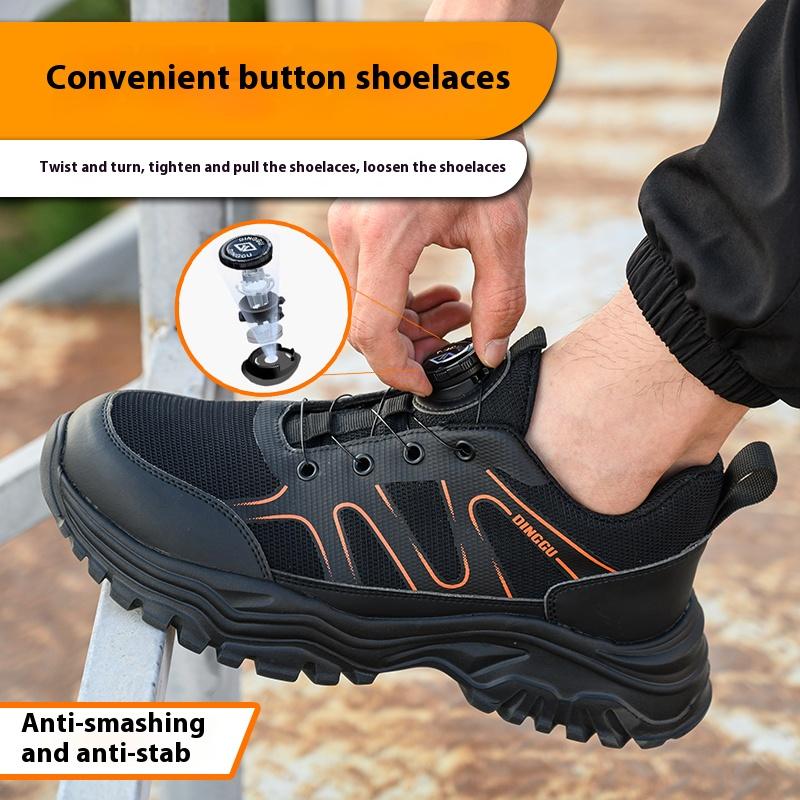 Rotating Button Work Safety Shoes For Men Steel Toe Shoes Indestructible Safety Boots Protective Security Work Sneakers