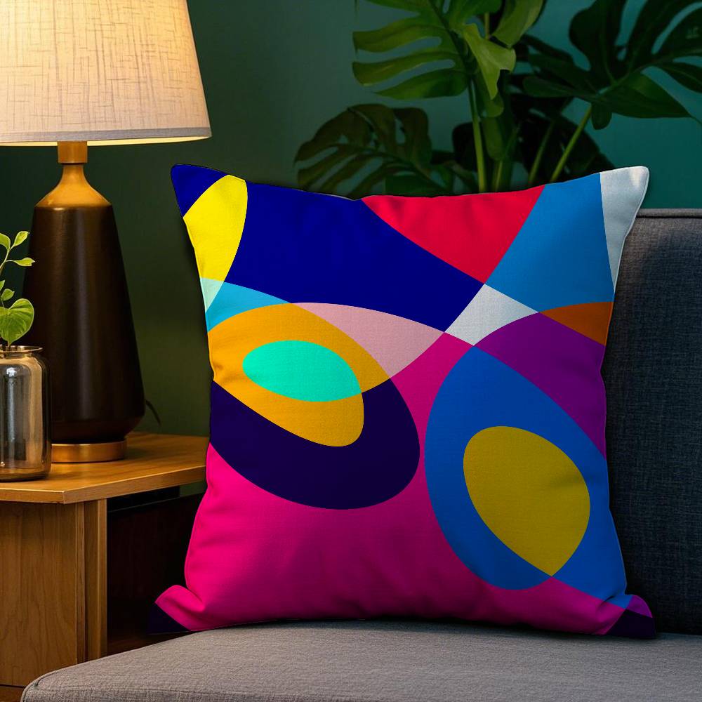 Abstrakte Kurvenfarben Kissenbezug Plüschstoff Weich Beidseitiger Druck Zuhause Sofa Hohe Qualität Kissenbezug Überwurf