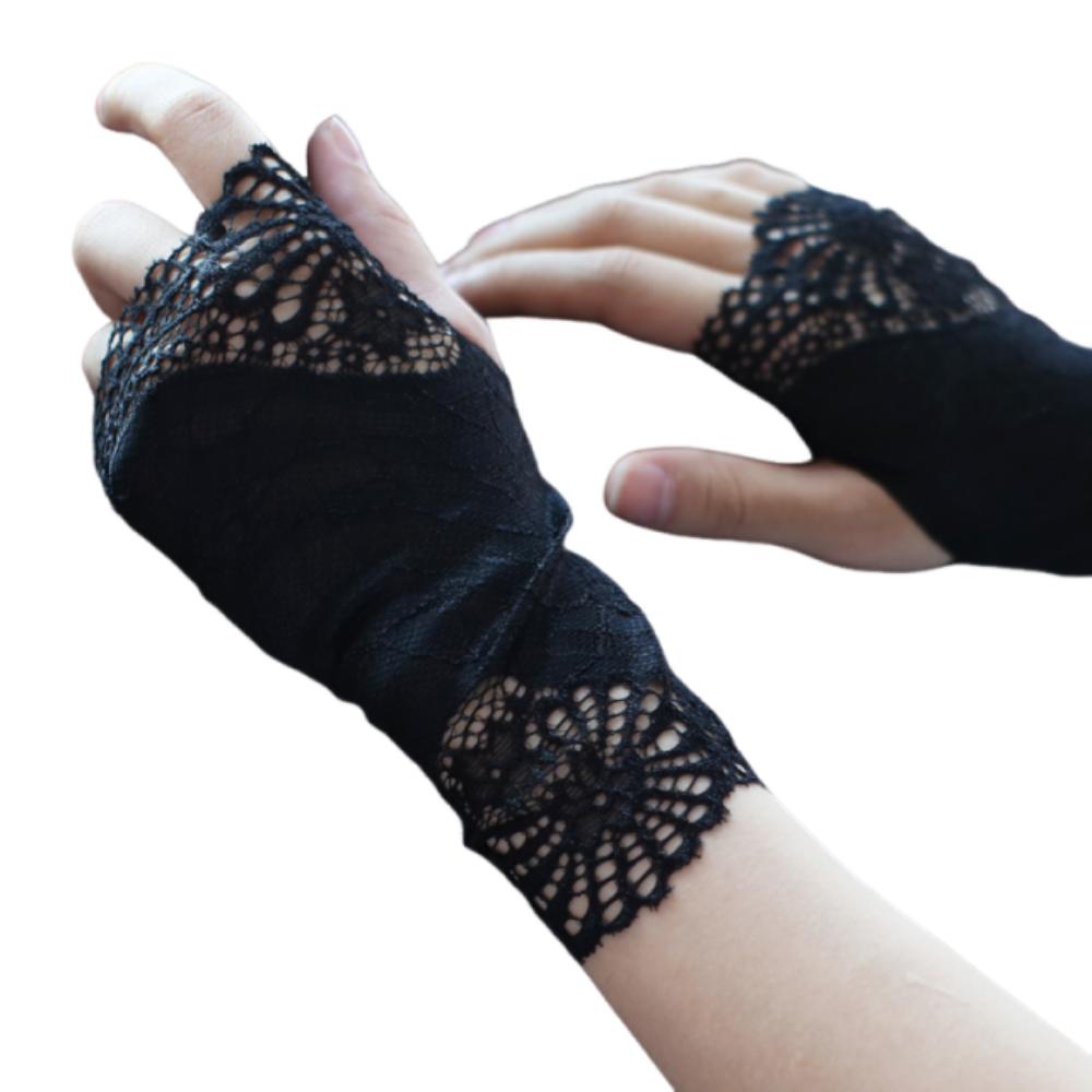 Thin Lace Half Finger Gloves Breathable Sun Protection Riding Gloves Driving Gloves  Wedding Events