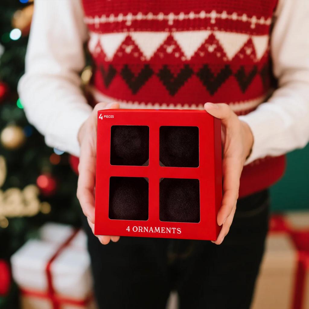 Dark Red Flocked Ball Christmas Ornaments, Lightweight And Easy To Hang Classic Holiday Style