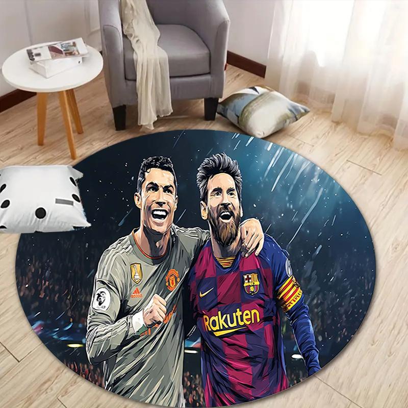 1Pc Barcelona Celebration Moment Flannel Round Rug Soft Non Slip Circular Office Carpet Floor Mat Bedroom Living Room Xmas Gift S1903