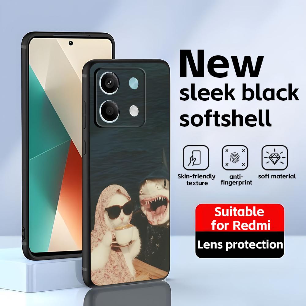 Funny Cat Memes  Phone Case For Redmi Note 14 13 12 11 Pro Plus S 5G 14C A3 Soft Black Phone Cover