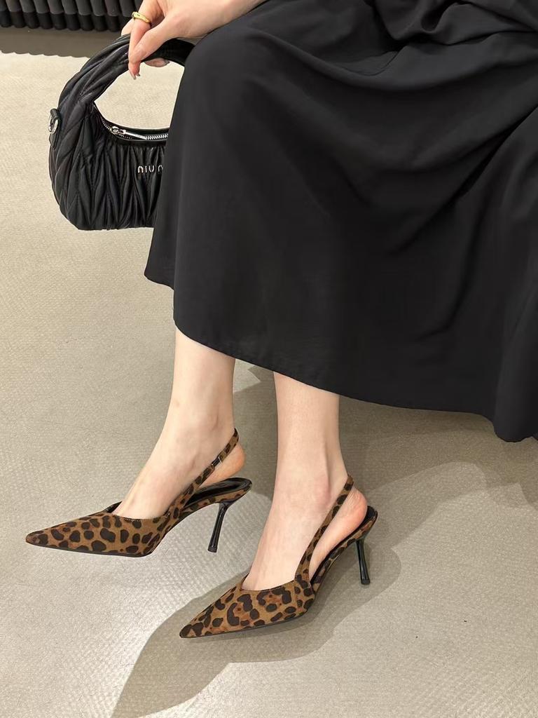 New Women Sandal Pointed Toe Shallow Slip On Dress Mules Shoes Thin Low Heel Slingback Sandal 2025