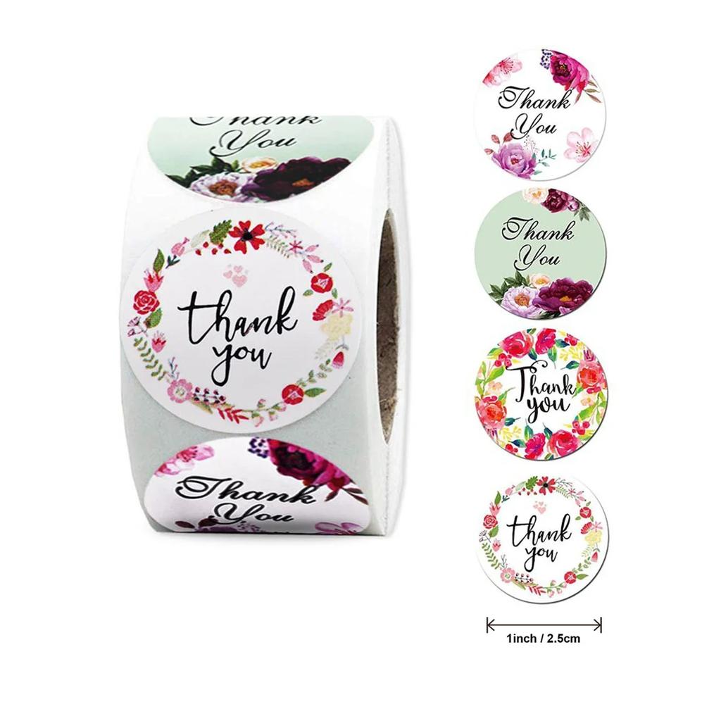 500 pezzi/rotolo 1 pollice Adesivi Grazie Adesivi Sigillo per Dolci Torte Biscotti Cartoni Animati Adesivi Ricompensa Bambini Fiori Matrimonio