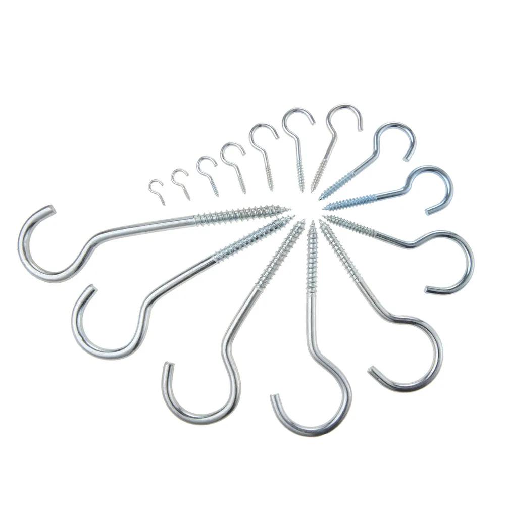 40/100Pcs Cup Screw Ceiling Hook 16mm-30mm Screw-in Metal Hanger Eye Bolt Picture Frame Plant Light Garage RV Outdoor/Indoor