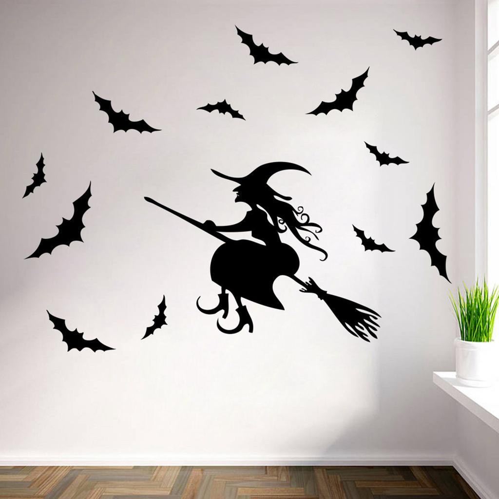 Halloween Living Room Decoration Stickers Sided Sticker Cat Witch Window Sticker