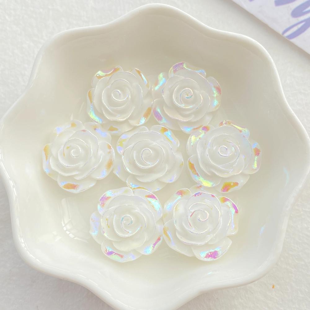 10Pcs Cute Cartoon Colorful Roses Flat back Resin Scrapbooking Crafts Fit Phone Case Decoration DIY Hair Bows Accessories